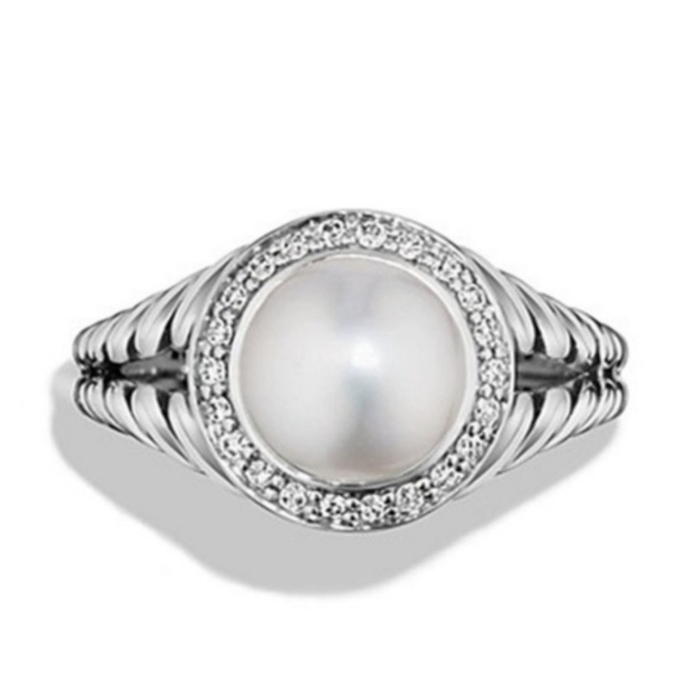 Elegant 925 Silver White Pearl Ring New - Picture 2 of 3